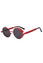 Ronde Zonnebril Steampunk Vintage Rood Montuur Rond Zwarte G, Ophalen of Verzenden, Nieuw, Zwart