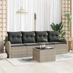 vidaXL 5 Delige Sofa Set Voor Buiten Met Kussens Lichtgrijs, Verzenden, Nieuw, Rotan