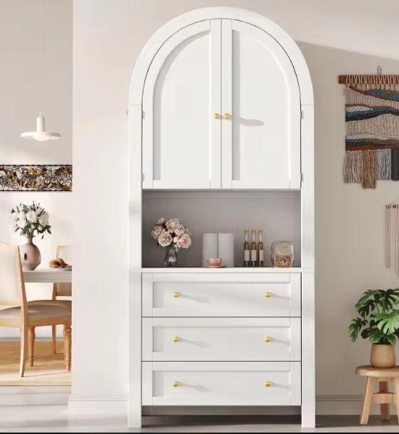 Hoge Boogkast met Laden en Deuren – MDF en Metalen Grepen, Huis en Inrichting, Keuken | Keukenelementen, Nieuw, Verzenden