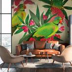 Profhome 382541-GU Fotobehang vogel patroon mat groen roze, Huis en Inrichting, Stoffering | Behang, Verzenden