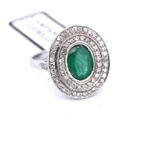 Armring - 18 karaat Witgoud - 2.75ct. tw. Smaragd - Diamant, Sieraden, Tassen en Uiterlijk, Antieke sieraden