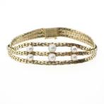 Vintage gouden armband met parels (Schakelarmband), Gebruikt, Overige kleuren, Ophalen of Verzenden, Met edelsteen