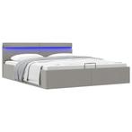 vidaXL Bedframe met opbergruimte en LED stof lichtgrijs, Eenpersoons, Verzenden, Nieuw, 80 cm