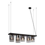 Moderne hanglamp zwart met smoke glas 5-lichts - Hybrid, Nieuw, Overige materialen, Modern, 75 cm of meer