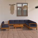 vidaXL 9-delige Loungeset met donkergrijze kussens, Tuin en Terras, Tuinsets en Loungesets, Verzenden, Nieuw, Hardhout, Loungeset