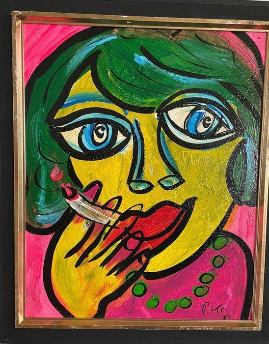Peter Robert Keil (1942) - Indrid Steeger mit Zigarette, Antiek en Kunst, Kunst | Schilderijen | Modern