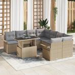 vidaXL 9-delige tuinbank set met kussens in beige poly, Tuin en Terras, Tuinsets en Loungesets, Verzenden, Nieuw, Rotan
