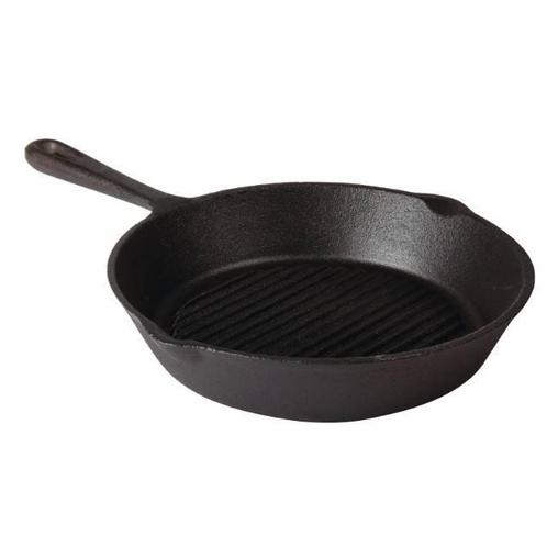 Zware gietijzeren pan - geribbeld - Ø26,5cm, Zakelijke goederen, Horeca | Keukenapparatuur, Nieuw in verpakking, Verzenden