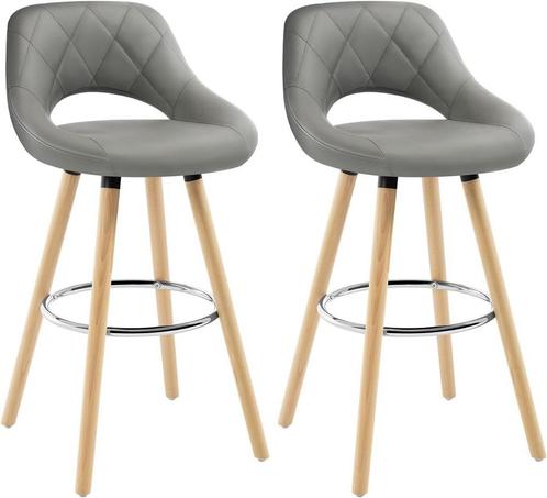WOLTU 2 Barkrukken - Barstoelen - Houten frame - Grijs, Huis en Inrichting, Overige Huis en Inrichting, Verzenden
