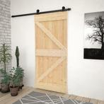 vidaXL Schuifdeur met beslag 90x210 cm massief grenenhout, Doe-het-zelf en Verbouw, Deuren en Horren, Verzenden, Nieuw