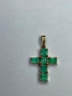 Kruishanger - 18 karaat Geel goud - 1.80ct. tw. Smaragd -