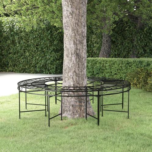 vidaXL Boombank rond Ø160 cm staal zwart, Tuin en Terras, Tuinbanken, Nieuw, Metaal, Verzenden