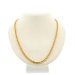 Gouden gedraaide schakel ketting | 55,5 cm (unisex ketting), Ophalen of Verzenden, Gebruikt, Overige kleuren, Goud