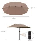 TRUUSK Parasol Met LED Dubbele Parasol 440 X 260 Cm Tuinpara, Verzenden, Nieuw
