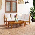 vidaXL 4-delige Loungeset met kussens massief acaciahout, Verzenden, Nieuw, Hardhout, Loungeset