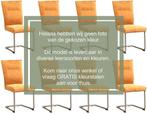 Set van 8 Lichtblauwe leren   - poot rond rvs - Toledo Leer, Huis en Inrichting, Stoelen, Overige kleuren, Nieuw, Leer, Ophalen of Verzenden