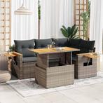 vidaXL 5-delige Loungeset met kussens poly rattan acacia, Tuin en Terras, Tuinsets en Loungesets, Verzenden, Nieuw, Rotan, Loungeset