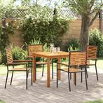 vidaXL Tuin Eetset 5 pcs Zwart Poly riet, Verzenden, Nieuw, Rotan