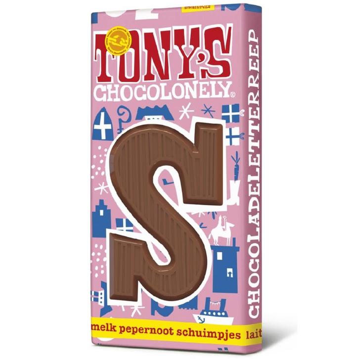 Tonys Chocolonely Letterreep Melk Pepernoot Schuim S 180g, Hobby en Vrije tijd, Taarten en Cupcakes maken, Nieuw, Verzenden