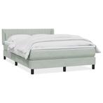 vidaXL Boxspring met matras fluweel lichtgrijs 140x220 cm, Verzenden, Nieuw, Grijs, Stof