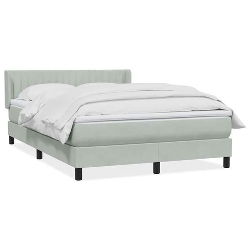 vidaXL Boxspring met matras fluweel lichtgrijs 140x220 cm, Huis en Inrichting, Slaapkamer | Bedden, Grijs, Nieuw, Stof, Verzenden