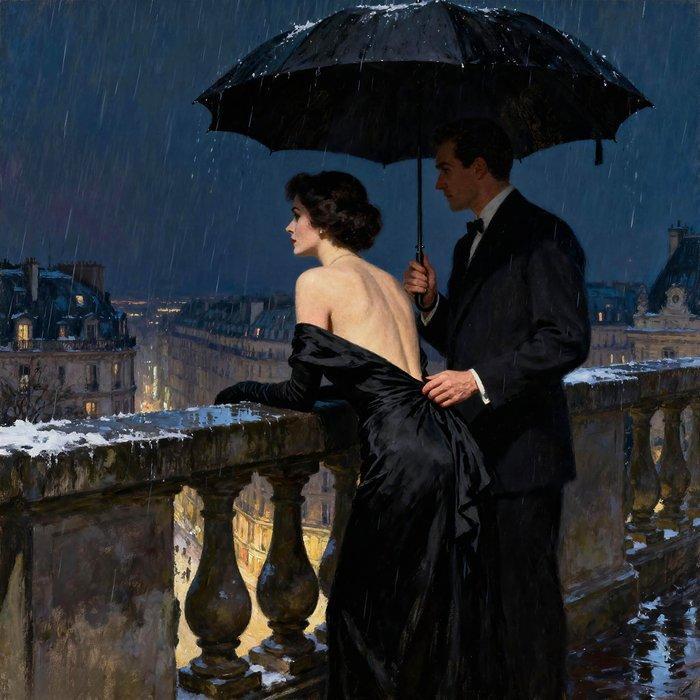 Le Yack - Parisian Rain The Last Seam - Hand signed, Antiek en Kunst, Kunst | Schilderijen | Modern