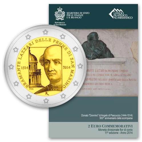 San Marino 2 Euro Bramante 2014, Postzegels en Munten, Munten | Europa | Euromunten, Verzenden