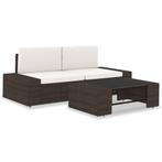 vidaXL 3-delige Loungeset poly rattan bruin, Tuin en Terras, Tuinsets en Loungesets, Verzenden, Nieuw, Rotan, Loungeset