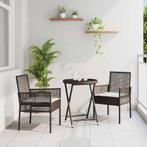 vidaXL 3-delige bistroset voor in de tuin met kussens, bruin, Verzenden, Nieuw, Rotan