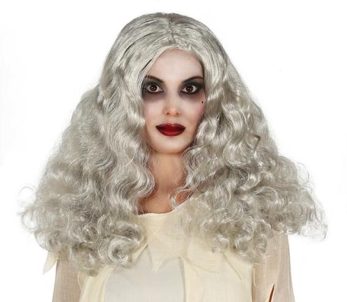 Halloween Pruik Krullen Grijs, Hobby en Vrije tijd, Feestartikelen, Nieuw, Verzenden