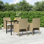 vidaXL 5-delige Tuinset met kussens beige en zwart, Tuin en Terras, 4 zitplaatsen, Nieuw, Tuinset, Verzenden