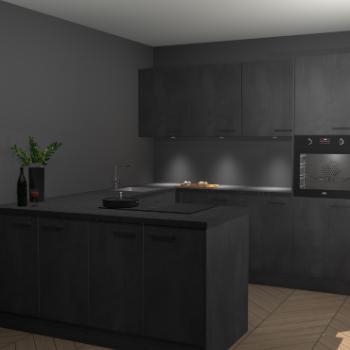 Beton Zwarte keuken Rosario 70770, Huis en Inrichting, Keuken | Complete keukens, Verzenden