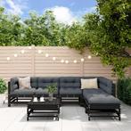 vidaXL 7-delige Loungeset massief grenenhout zwart, Verzenden, Nieuw, 7 zitplaatsen, Loungeset