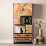 Vakkenkast Mangohout Gwenn 90 cm, Huis en Inrichting, Kasten | Boekenkasten, Nieuw, 50 tot 100 cm, Industriële meubels, 25 tot 50 cm