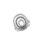 18 Krt. Witgouden ring met witte en champagne diamanten |..., Gebruikt, Overige kleuren, Ophalen of Verzenden, 17 tot 18