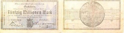 50 Million Mark Welt Crailsheim 1923 Notgeld gebraucht se..., Postzegels en Munten, Munten | Europa | Niet-Euromunten, Verzenden