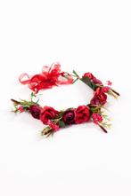 Luxe Rozenkrans Rood Bloemenkrans Rozen Bloemen Haarband Elf, Ophalen of Verzenden, Nieuw, Carnaval, Accessoires