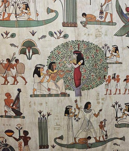 Oud Egypte op exclusief textiel - Egyptisch ontwerp -, Antiek en Kunst, Antiek | Kleden en Textiel