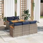 vidaXL 6-delige Loungeset met kussens poly rattan grijs, Verzenden, Nieuw, Rotan, Loungeset