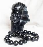 Handgesneden Farao-schedel sculptuur in zwarte obsidiaan -, Verzamelen, Mineralen en Fossielen