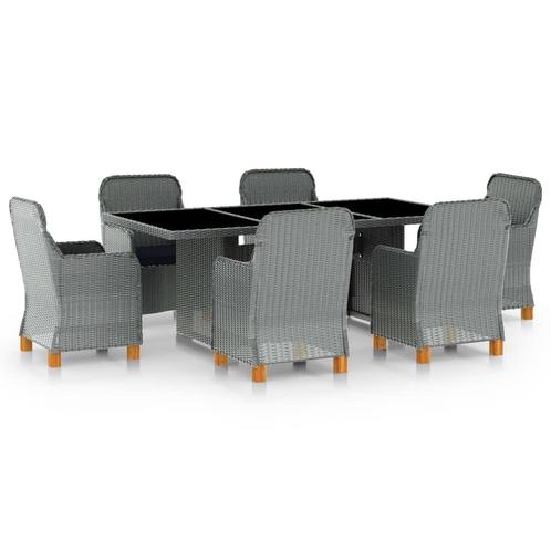 vidaXL 7-delige Tuinset met kussens poly rattan lichtgrijs, Tuin en Terras, Tuinsets en Loungesets, Tuinset, Nieuw, 6 zitplaatsen