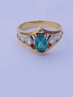 Ring - 14 karaat Geel goud - 6 diamanten 1 smaragd, Nieuw