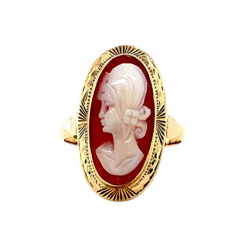 Gouden ring met camee 14 krt, Sieraden, Tassen en Uiterlijk, Ringen, Nieuw, Ophalen of Verzenden