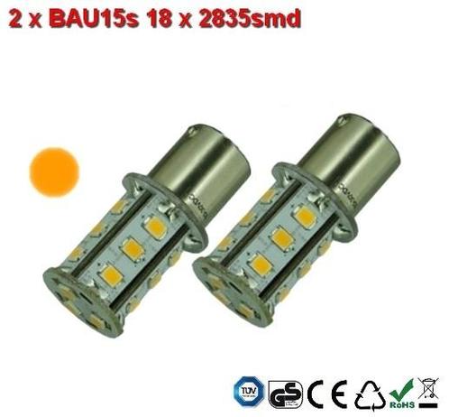 2 x BAU15s- 18x2835smd- Oranje 10-30v, Auto diversen, Auto-accessoires, Verzenden