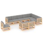 vidaXL 10-delige Loungeset met kussens massief grenenhout, Tuin en Terras, Tuinsets en Loungesets, Verzenden, Nieuw, Loungeset