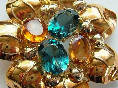 Broche - 18 karaat Geel goud - Topaas, Sieraden, Tassen en Uiterlijk, Antieke sieraden