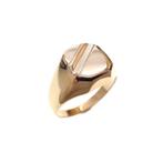 Bicolor gouden heren ring (zegelring, witgoud, herenring), Sieraden, Tassen en Uiterlijk, Ringen, Gebruikt, Overige kleuren, 20 of groter