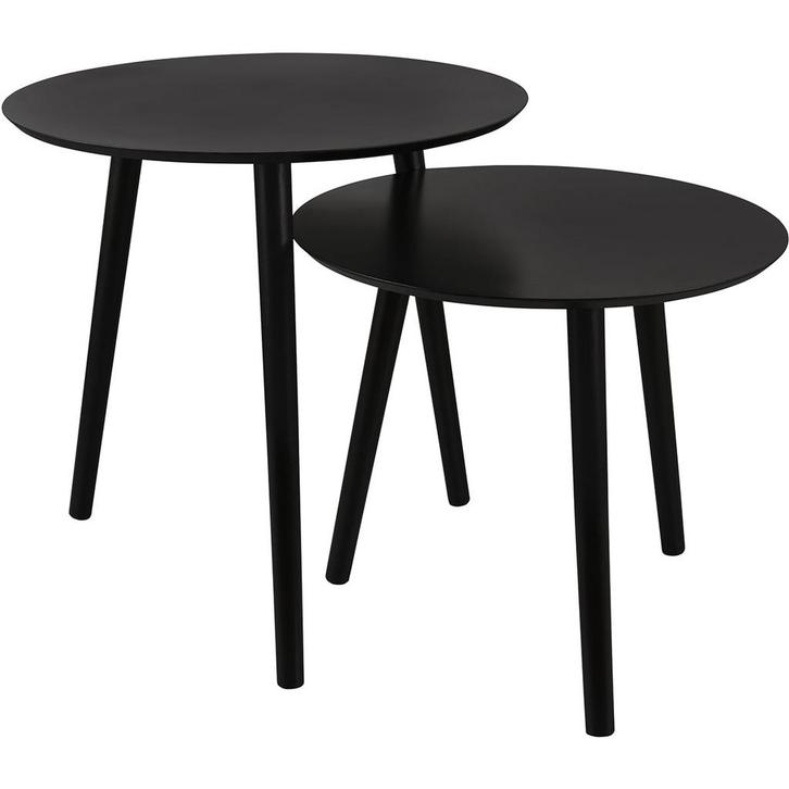 Bijzettafel set - Livion Nirvana - Set van 2 - Rond - Zwart, Huis en Inrichting, Tafels | Eettafels, Nieuw, Overige materialen