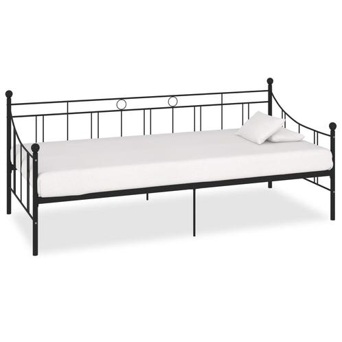 vidaXL Slaapbank metaal zwart 90x200 cm, Huis en Inrichting, Slaapkamer | Bedden, 90 cm, 200 cm, Zwart, Eenpersoons, Nieuw, Metaal