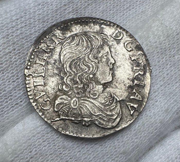 Prinsdom Oranje-Nassau. Willem III Hendrik. 1/12 Écu 1661, Postzegels en Munten, Munten | Nederland